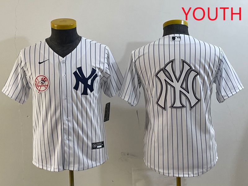 Youth New York Yankees Blank White Stripe Game 2025 Nike MLB Jersey style 3->youth mlb jersey->Youth Jersey